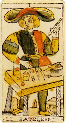 Le Bateleur (The Magician) from Jean Dodal's Tarot de Marseille, Lyon, ca. 1701–1715